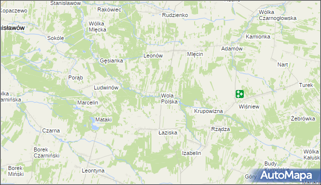 mapa Wola Polska gmina Jakubów, Wola Polska gmina Jakubów na mapie Targeo