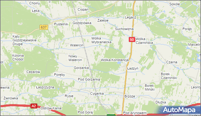 mapa Wólka-Konstancja, Wólka-Konstancja na mapie Targeo