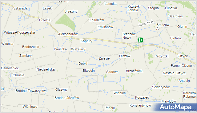mapa Zalesie gmina Iłów, Zalesie gmina Iłów na mapie Targeo
