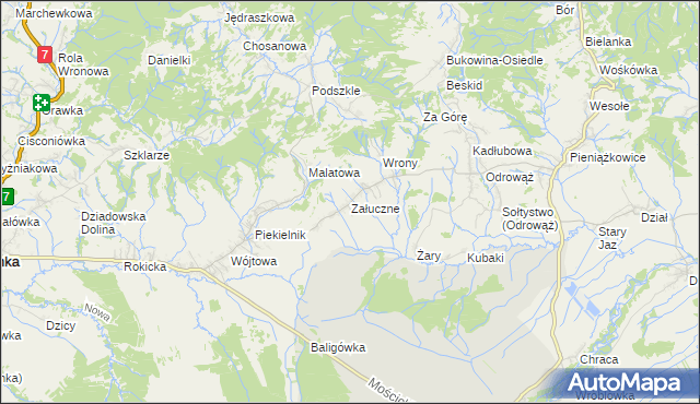 mapa Załuczne, Załuczne na mapie Targeo