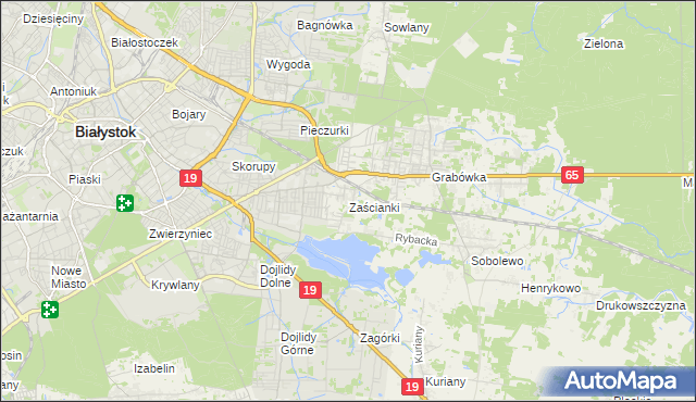 mapa Zaścianki gmina Supraśl, Zaścianki gmina Supraśl na mapie Targeo