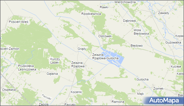 mapa Żelazna Rządowa-Gutocha, Żelazna Rządowa-Gutocha na mapie Targeo