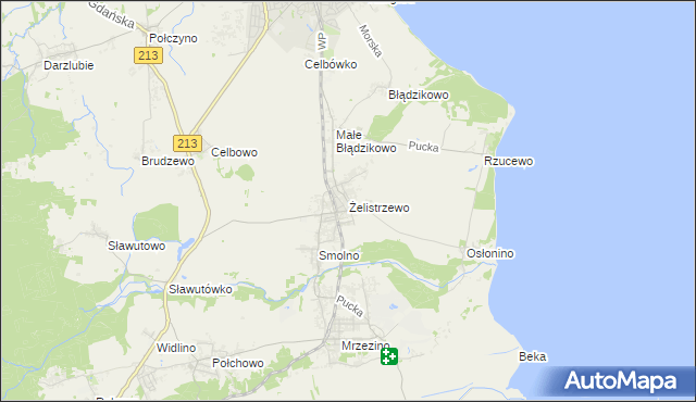 mapa Żelistrzewo, Żelistrzewo na mapie Targeo