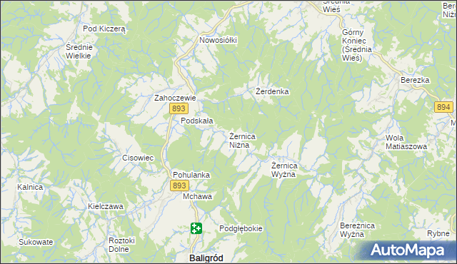 mapa Żernica Niżna, Żernica Niżna na mapie Targeo