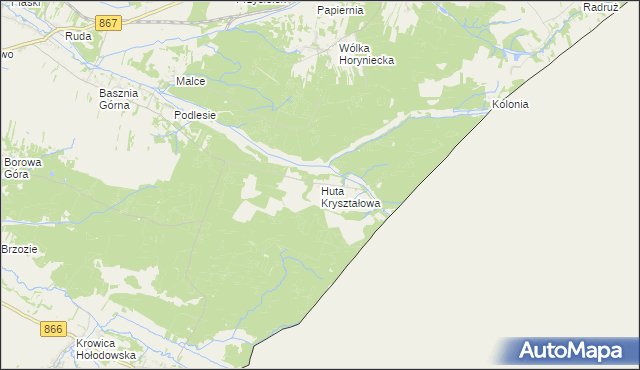 mapa Huta Kryształowa, Huta Kryształowa na mapie Targeo