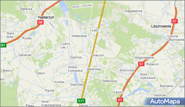 mapa Marysin gmina Lesznowola, Marysin gmina Lesznowola na mapie Targeo