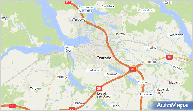 mapa Ostróda, Ostróda na mapie Targeo