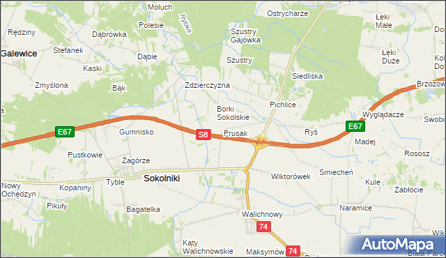 mapa Prusak, Prusak na mapie Targeo