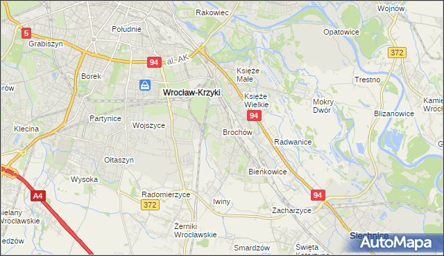 mapa Brochów gmina Wrocław, Brochów gmina Wrocław na mapie Targeo