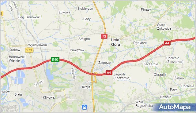mapa Brzozówka gmina Lisia Góra, Brzozówka gmina Lisia Góra na mapie Targeo