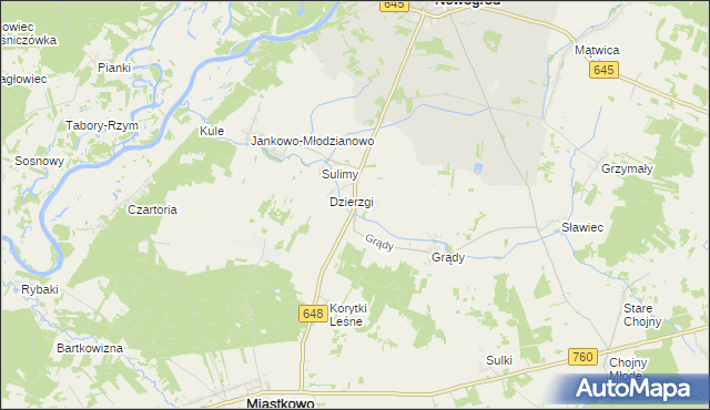 mapa Chmielewo gmina Nowogród, Chmielewo gmina Nowogród na mapie Targeo