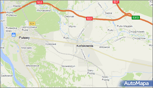 mapa Końskowola, Końskowola na mapie Targeo
