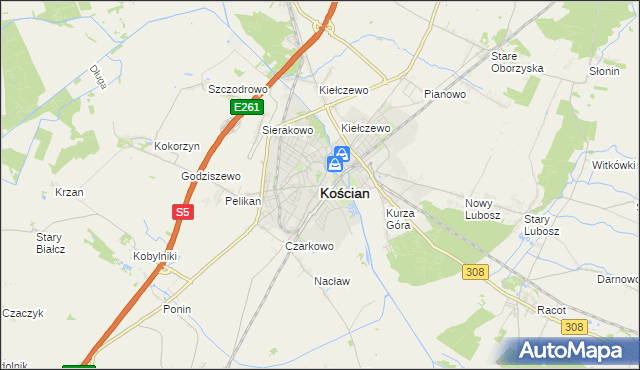 mapa Kościan, Kościan na mapie Targeo