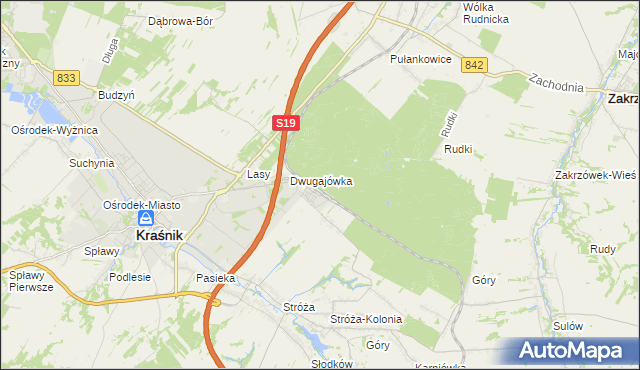 mapa Kraśnik powiat kraśnicki, Kraśnik powiat kraśnicki na mapie Targeo