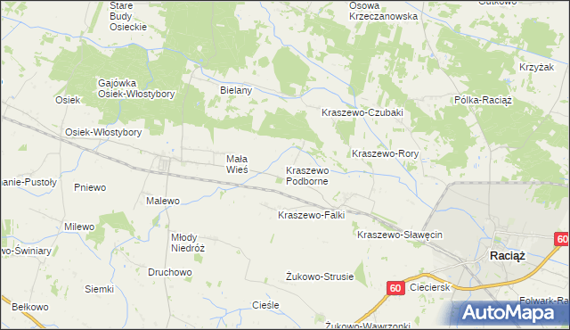 mapa Kraszewo Podborne, Kraszewo Podborne na mapie Targeo