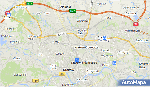 mapa Krowodrza, Krowodrza na mapie Targeo