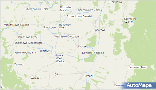 mapa Krusze gmina Janowiec Kościelny, Krusze gmina Janowiec Kościelny na mapie Targeo