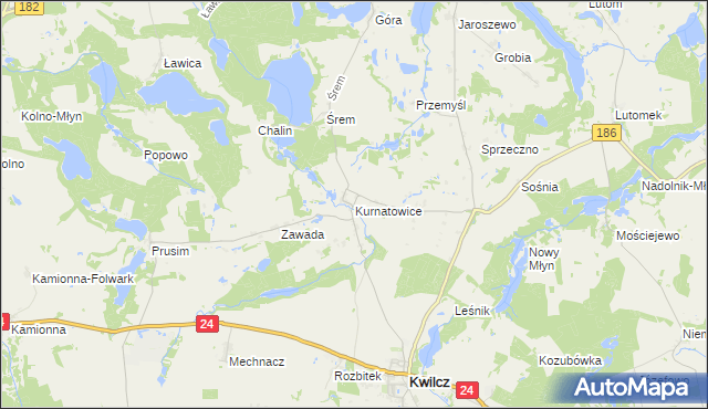 mapa Kurnatowice, Kurnatowice na mapie Targeo