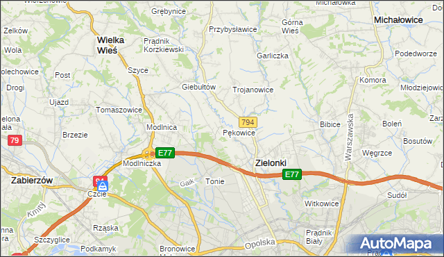 mapa Pękowice, Pękowice na mapie Targeo