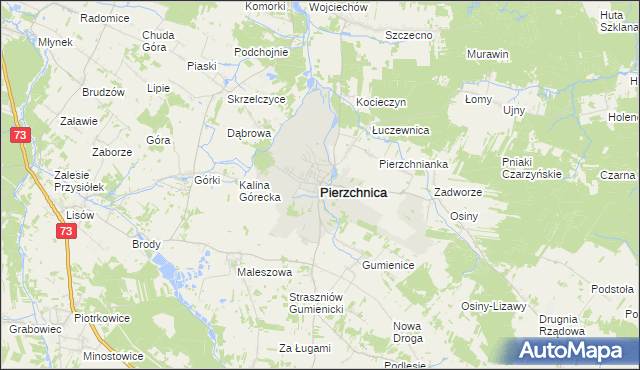 mapa Pierzchnica powiat kielecki, Pierzchnica powiat kielecki na mapie Targeo