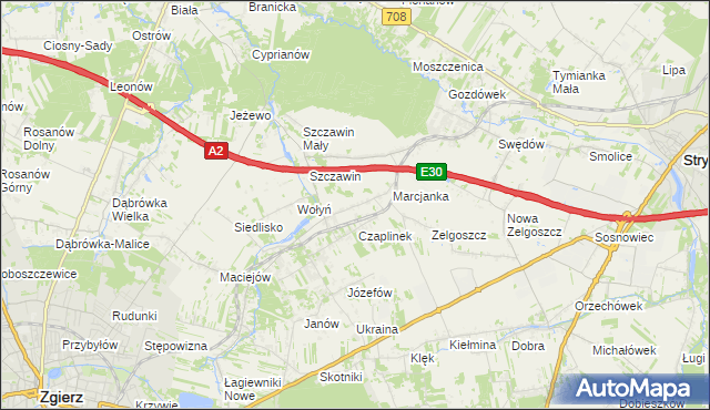 mapa Podole gmina Zgierz, Podole gmina Zgierz na mapie Targeo