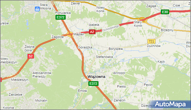 mapa Stefanówka gmina Wiązowna, Stefanówka gmina Wiązowna na mapie Targeo