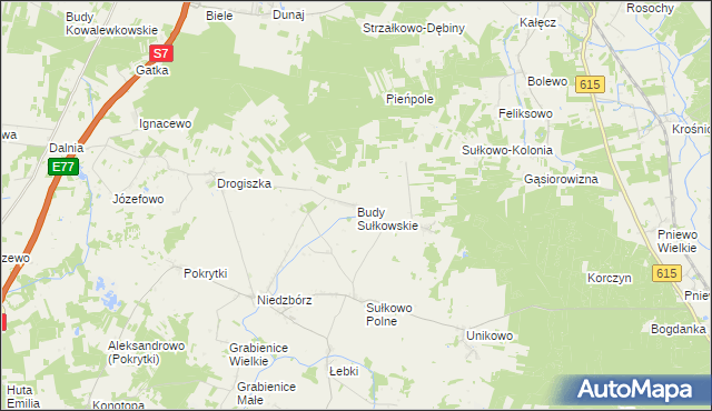 mapa Budy Sułkowskie gmina Strzegowo, Budy Sułkowskie gmina Strzegowo na mapie Targeo