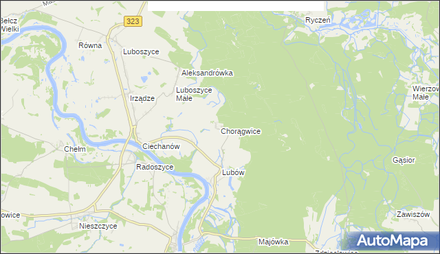 mapa Chorągwice, Chorągwice na mapie Targeo