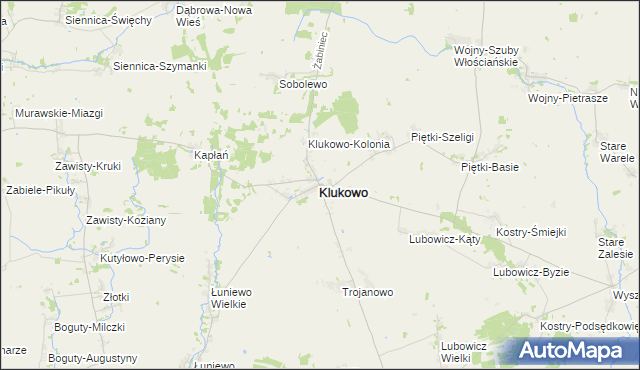 mapa Klukowo powiat wysokomazowiecki, Klukowo powiat wysokomazowiecki na mapie Targeo