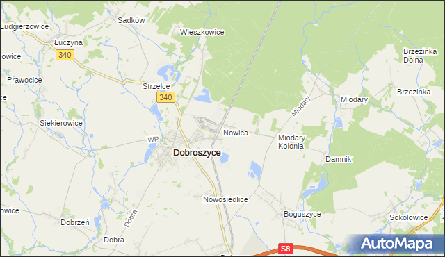 mapa Nowica gmina Dobroszyce, Nowica gmina Dobroszyce na mapie Targeo