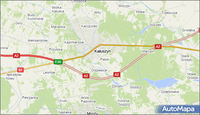 mapa Patok gmina Kałuszyn, Patok gmina Kałuszyn na mapie Targeo