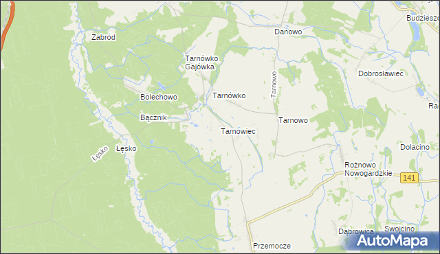 mapa Tarnowiec gmina Goleniów, Tarnowiec gmina Goleniów na mapie Targeo