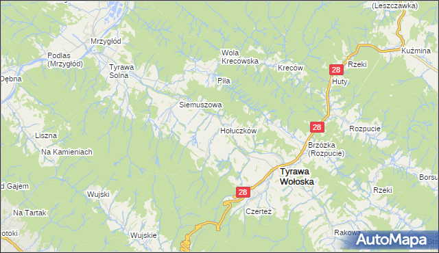 mapa Hołuczków, Hołuczków na mapie Targeo