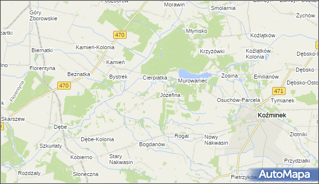 mapa Józefina gmina Koźminek, Józefina gmina Koźminek na mapie Targeo