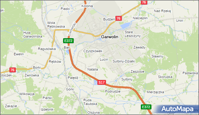 mapa Lucin gmina Garwolin, Lucin gmina Garwolin na mapie Targeo