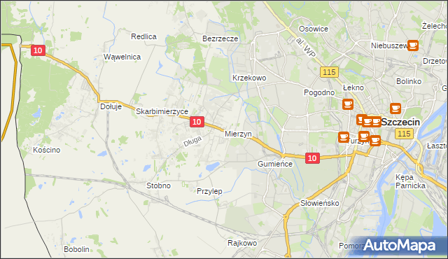 mapa Mierzyn gmina Dobra (Szczecińska), Mierzyn gmina Dobra (Szczecińska) na mapie Targeo