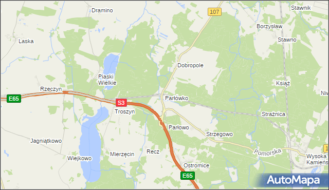 mapa Parłówko, Parłówko na mapie Targeo