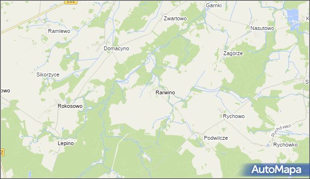 mapa Rarwino gmina Białogard, Rarwino gmina Białogard na mapie Targeo
