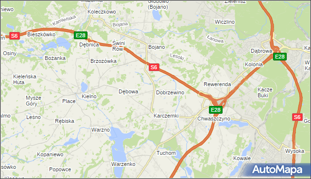 mapa Dobrzewino, Dobrzewino na mapie Targeo