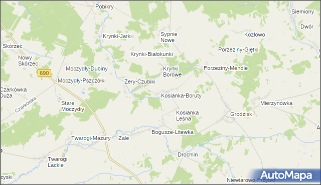 mapa Kosianka-Boruty, Kosianka-Boruty na mapie Targeo
