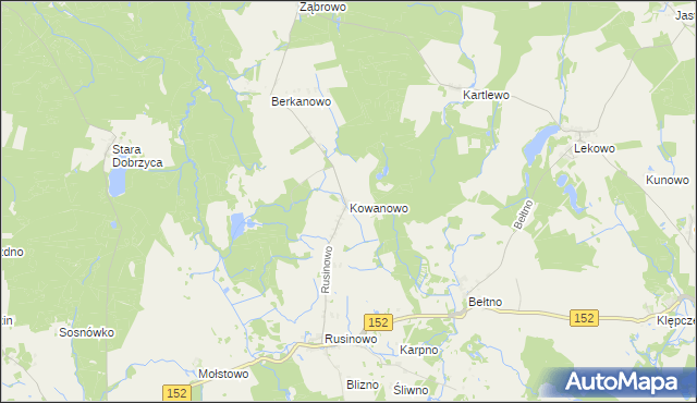 mapa Kowanowo gmina Świdwin, Kowanowo gmina Świdwin na mapie Targeo