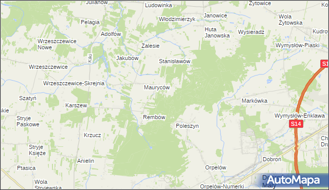 mapa Marianów gmina Wodzierady, Marianów gmina Wodzierady na mapie Targeo