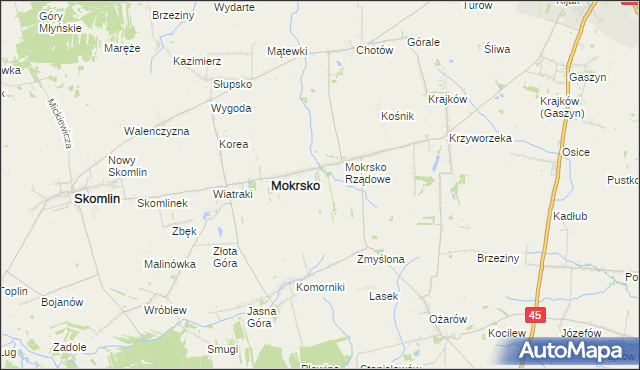 mapa Mokrsko-Osiedle, Mokrsko-Osiedle na mapie Targeo