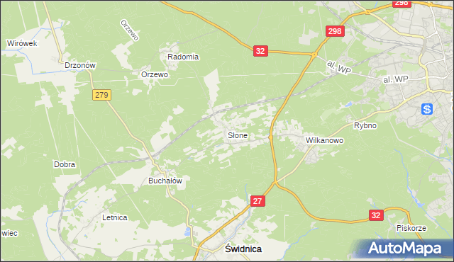 mapa Słone gmina Świdnica, Słone gmina Świdnica na mapie Targeo