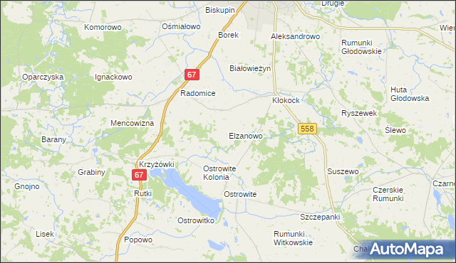 mapa Elzanowo gmina Lipno, Elzanowo gmina Lipno na mapie Targeo