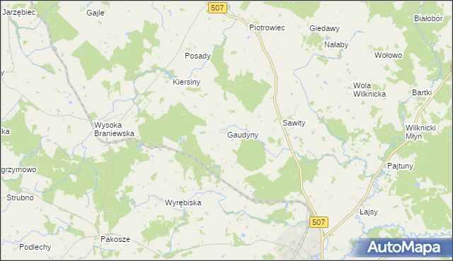 mapa Gaudyny, Gaudyny na mapie Targeo