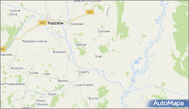 mapa Grąd gmina Radziłów, Grąd gmina Radziłów na mapie Targeo