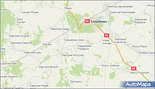 mapa Szepietowo Podleśne, Szepietowo Podleśne na mapie Targeo