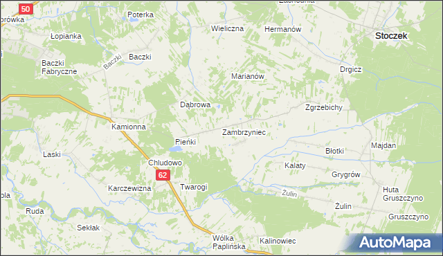 mapa Zambrzyniec, Zambrzyniec na mapie Targeo