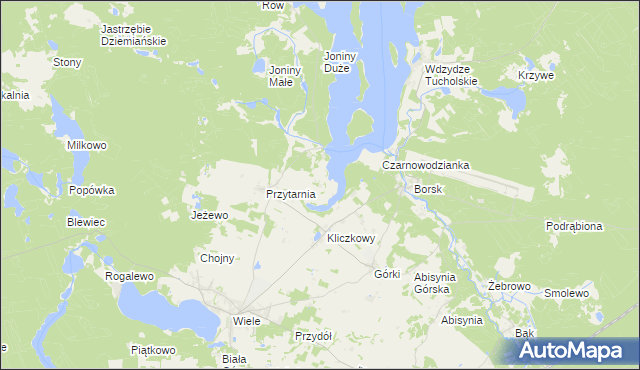 mapa Knieja gmina Karsin, Knieja gmina Karsin na mapie Targeo